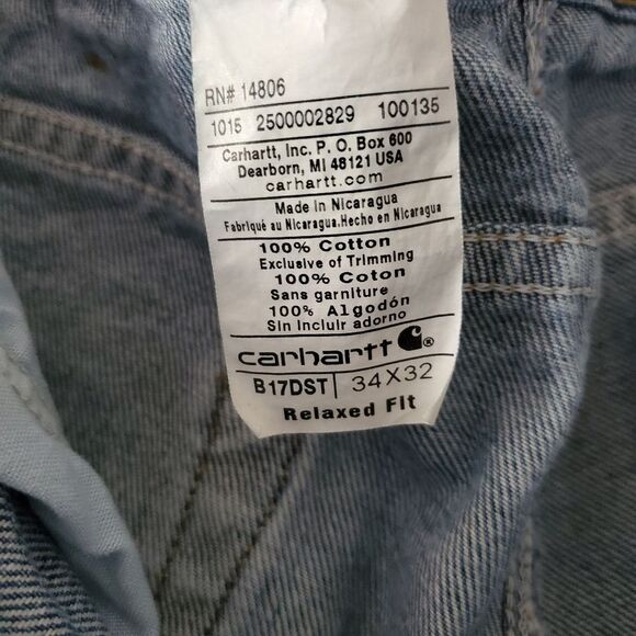 Men's Carhartt Denim Relaxed Fit Straight Leg Jeans Size 34 - Picture 5 of 5